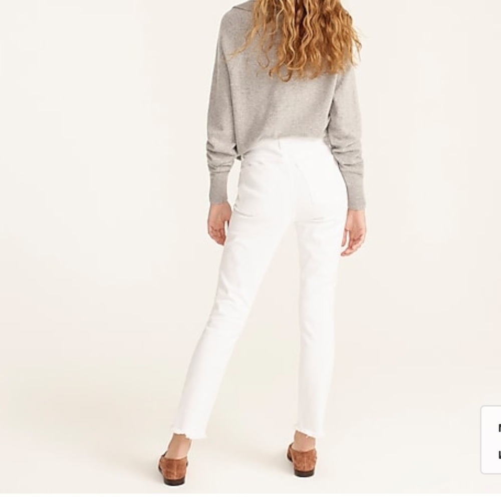 NWT J Crew White Slim Boyfriend Jean with raw hem - Picture 3 of 13